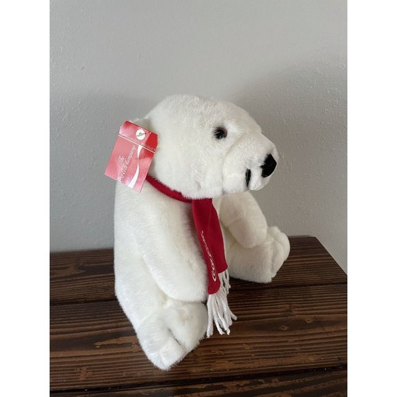 NWT Vintage 1993 Dakin Coca Cola Polar Bear w/ Scarf Plush, 11” - Picture 2 of 10